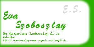 eva szoboszlay business card